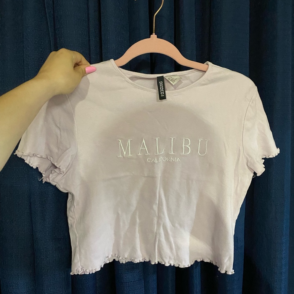 Malibu purple semi crop top soft material